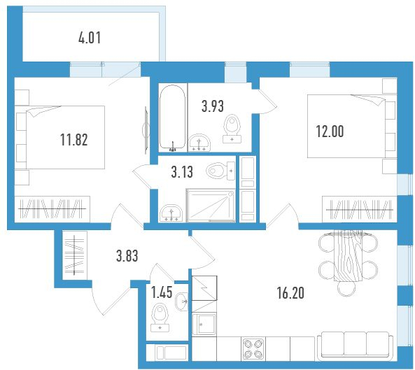 2-комнатная квартира с отделкой в ЖК Полярная 25 на 33 этаже в 1 секции. Сдача в 3 кв. 2023 г.