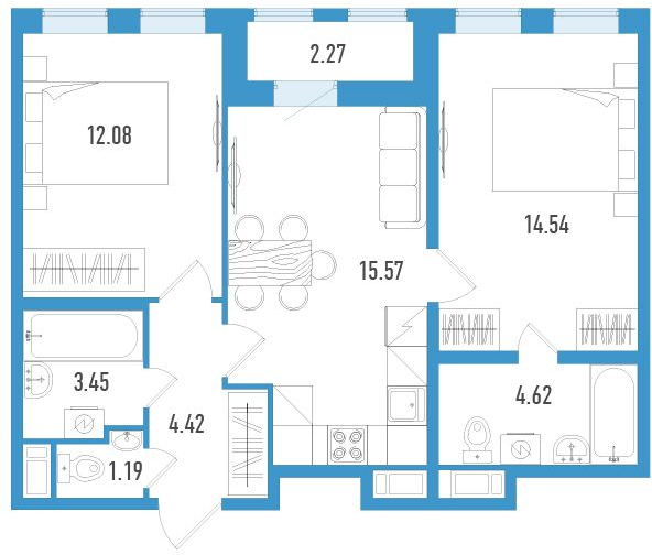 1-комнатная квартира (Студия) с отделкой в ЖК Полярная 25 на 29 этаже в 7 секции. Сдача в 1 кв. 2024 г.