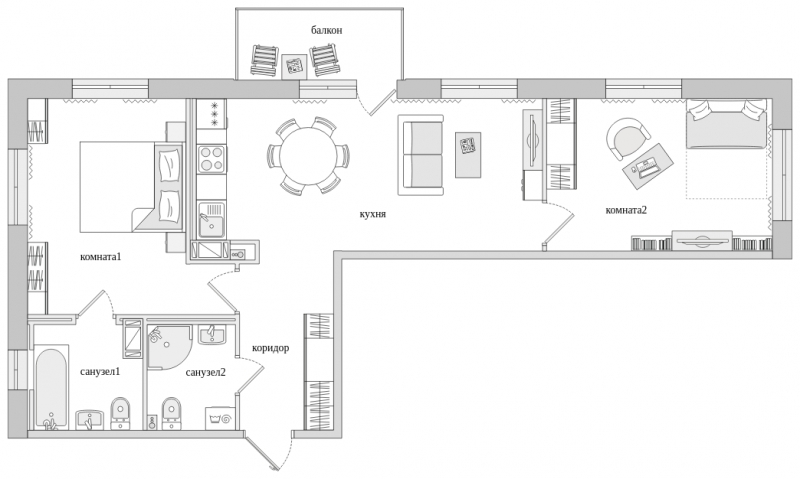 2-комнатная квартира с отделкой в ЖК Черная Речка на 10 этаже в 6 секции. Сдача в 4 кв. 2023 г.