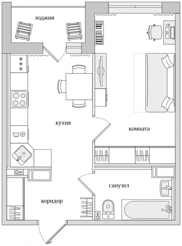 1-комнатная квартира в ЖК Черная Речка на 12 этаже в 5 секции. Сдача в 2 кв. 2022 г.