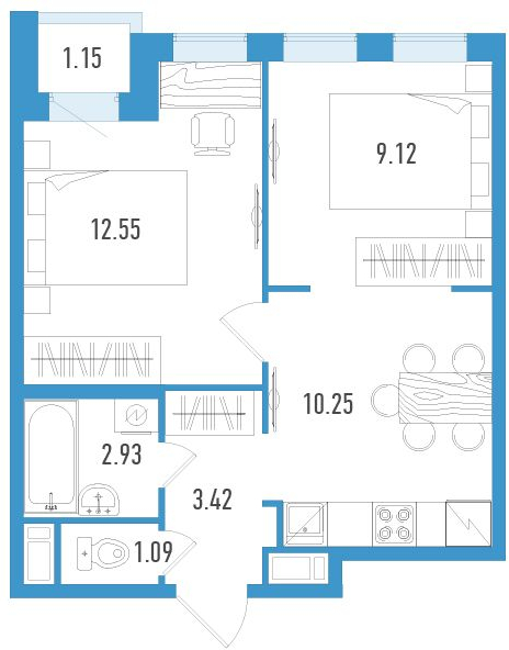 1-комнатная квартира с отделкой в ЖК Мосфильмовский на 17 этаже в 12 секции. Дом сдан.