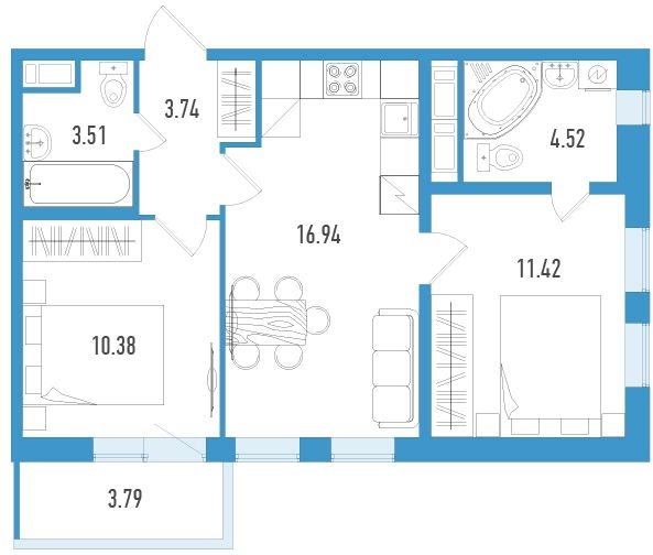 1-комнатная квартира (Студия) в ЖК Клубный дом на Менжинского на 14 этаже в 1 секции. Сдача в 2 кв. 2019 г.