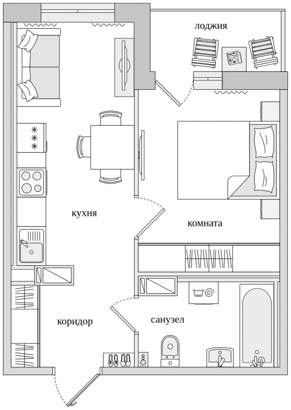 1-комнатная квартира (Студия) с отделкой в ЖК AEROCITY CLUB на 5 этаже в б секции. Сдача в 4 кв. 2021 г.