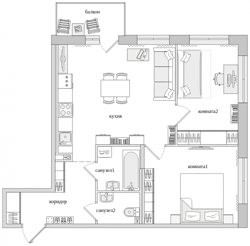 2-комнатная квартира с отделкой в ЖК AEROCITY CLUB на 2 этаже в в секции. Сдача в 4 кв. 2021 г.