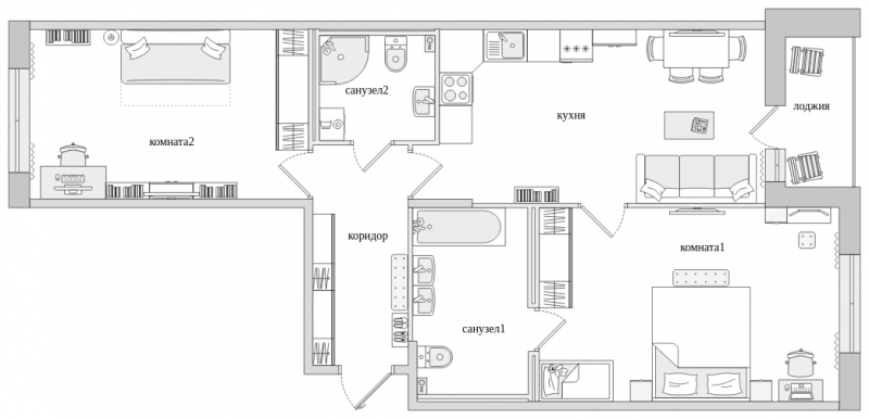 3-комнатная квартира с отделкой в ЖК Черная Речка на 7 этаже в 6 секции. Сдача в 4 кв. 2023 г.