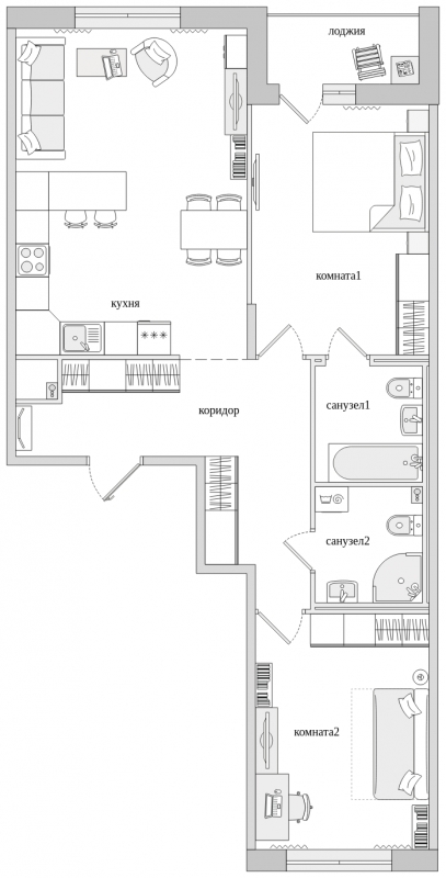 2-комнатная квартира с отделкой в ЖК AEROCITY CLUB на 2 этаже в г секции. Сдача в 4 кв. 2021 г.
