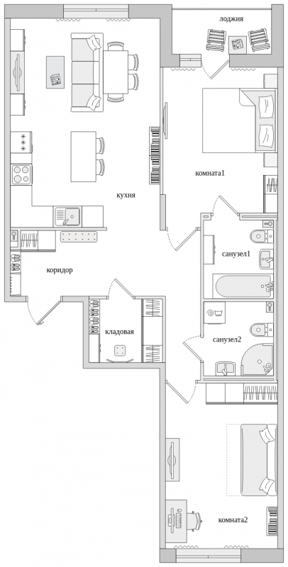 1-комнатная квартира с отделкой в ЖК Черная Речка на 7 этаже в 1 секции. Сдача в 4 кв. 2023 г.
