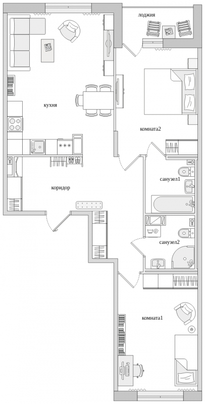 1-комнатная квартира в ЖК Черная Речка на 13 этаже в 5 секции. Сдача в 2 кв. 2022 г.