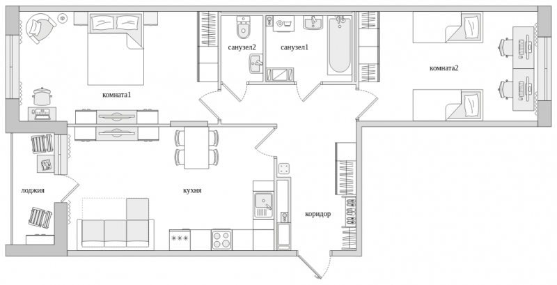 1-комнатная квартира с отделкой в ЖК Черная Речка на 6 этаже в 3 секции. Сдача в 4 кв. 2023 г.