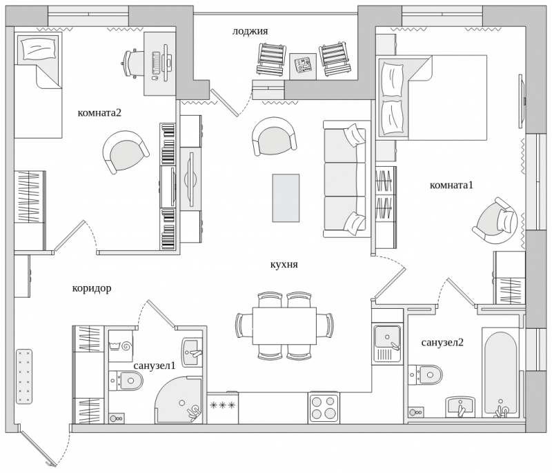 2-комнатная квартира с отделкой в ЖК Черная Речка на 2 этаже в 6 секции. Сдача в 4 кв. 2023 г.