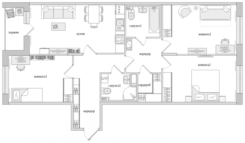 3-комнатная квартира с отделкой в ЖК Черная Речка на 12 этаже в 4 секции. Сдача в 4 кв. 2023 г.