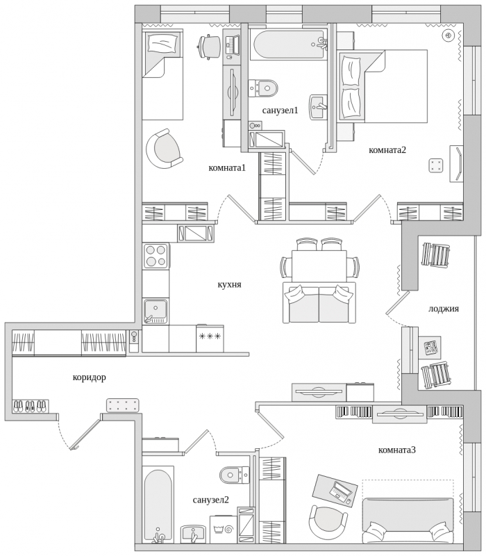4-комнатная квартира с отделкой в ЖК Черная Речка на 3 этаже в 7 секции. Сдача в 2 кв. 2022 г.