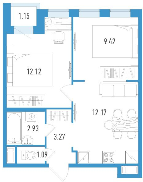 1-комнатная квартира в ЖК Лица на 23 этаже в 1 секции. Дом сдан.