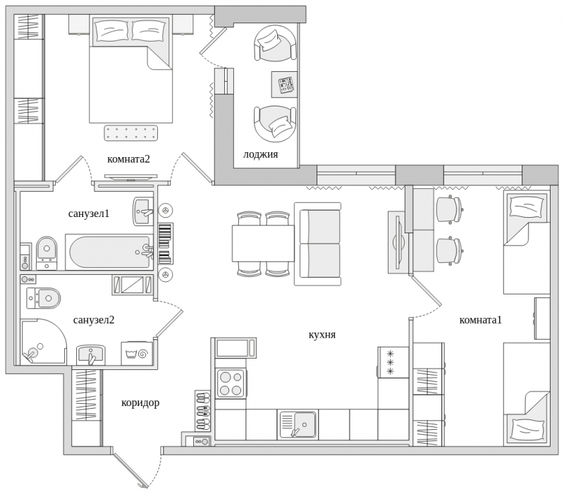 3-комнатная квартира с отделкой в ЖК Черная Речка на 8 этаже в 5 секции. Сдача в 3 кв. 2021 г.