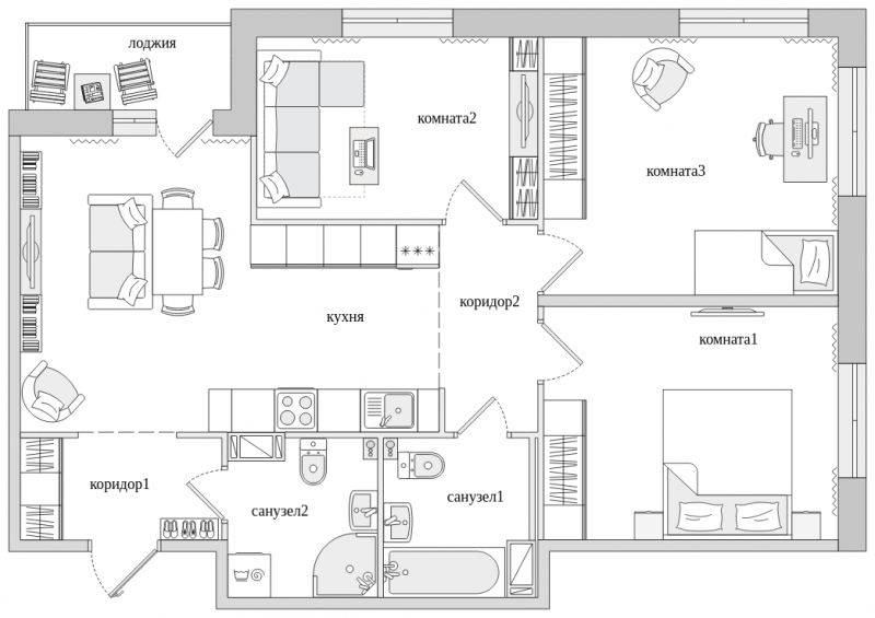 3-комнатная квартира с отделкой в ЖК Черная Речка на 8 этаже в 1 секции. Сдача в 2 кв. 2022 г.