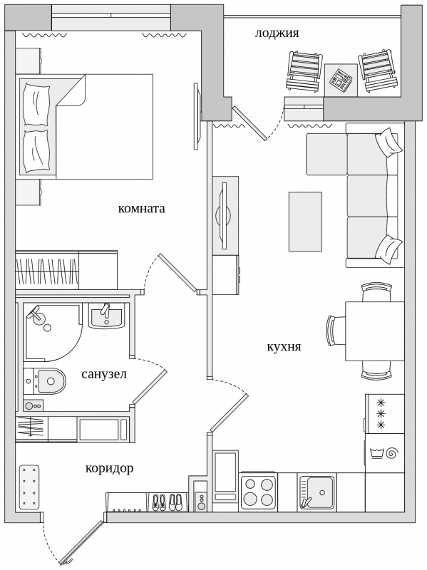 1-комнатная квартира с отделкой в ЖК Черная Речка на 8 этаже в 5 секции. Сдача в 4 кв. 2023 г.