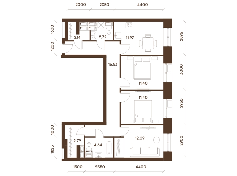 3-комнатная квартира с отделкой в ЖК Маяк на 40 этаже в 1 секции. Сдача в 2 кв. 2019 г.