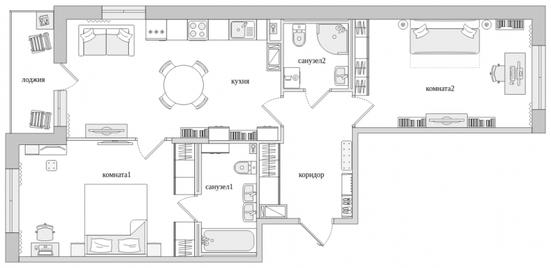 4-комнатная квартира с отделкой в ЖК Черная Речка на 10 этаже в 5 секции. Сдача в 2 кв. 2022 г.