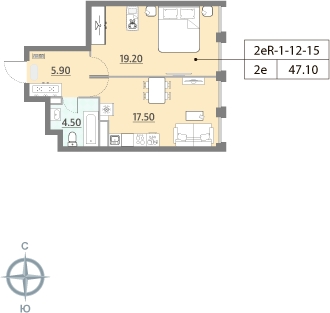 1-комнатная квартира в ЖК ЗИЛАРТ на 13 этаже в 1 секции. Сдача в 2 кв. 2023 г.