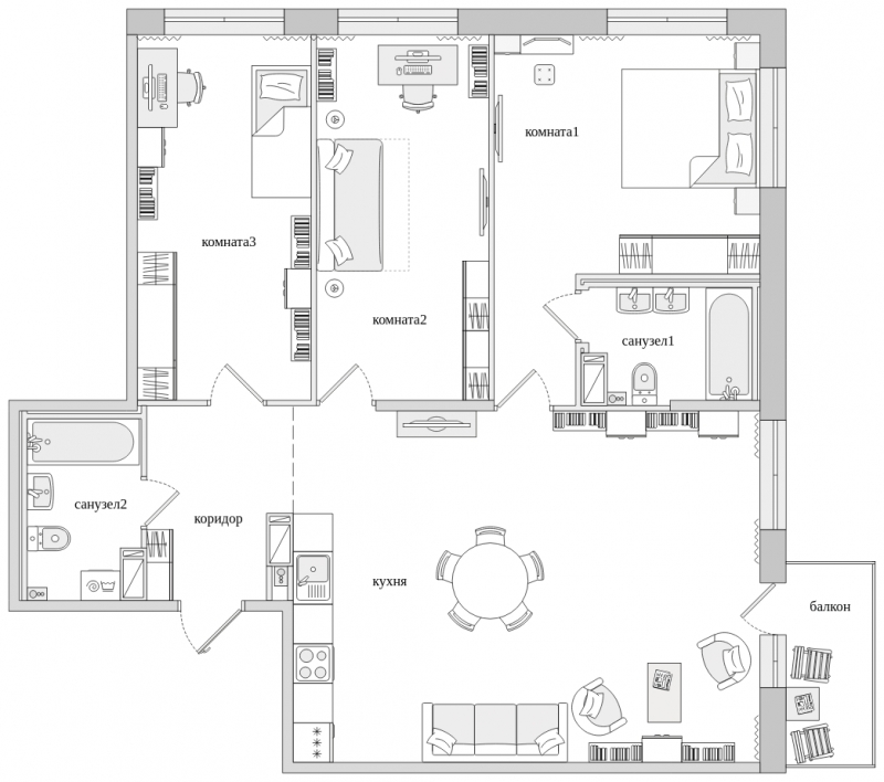 3-комнатная квартира с отделкой в ЖК Черная Речка на 12 этаже в 4 секции. Сдача в 4 кв. 2023 г.