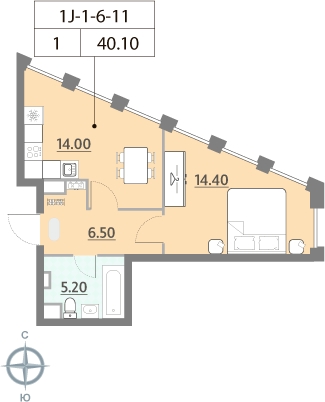 1-комнатная квартира с отделкой в ЖК Столичный на 14 этаже в 2 секции. Сдача в 2 кв. 2023 г.