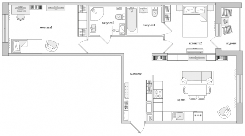 3-комнатная квартира в ЖК Черная Речка на 8 этаже в 1 секции. Сдача в 2 кв. 2022 г.