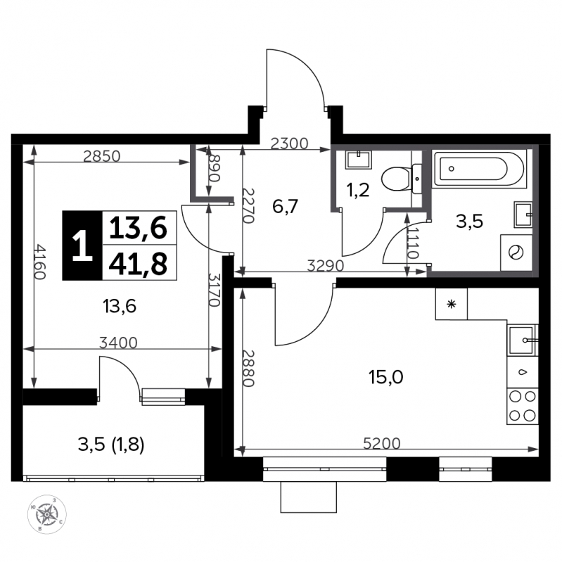 3-комнатная квартира с отделкой в ЖК Черная Речка на 2 этаже в 3 секции. Сдача в 2 кв. 2022 г.