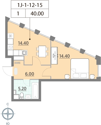 3-комнатная квартира в ЖК Квартал Тетрис на 26 этаже в 1 секции. Сдача в 2 кв. 2025 г.