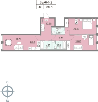 1-комнатная квартира (Студия) в ЖК Квартал Тетрис на 2 этаже в 1 секции. Сдача в 2 кв. 2025 г.