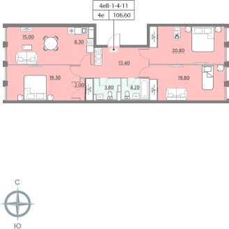 1-комнатная квартира (Студия) в ЖК Квартал Тетрис на 6 этаже в 1 секции. Сдача в 2 кв. 2025 г.