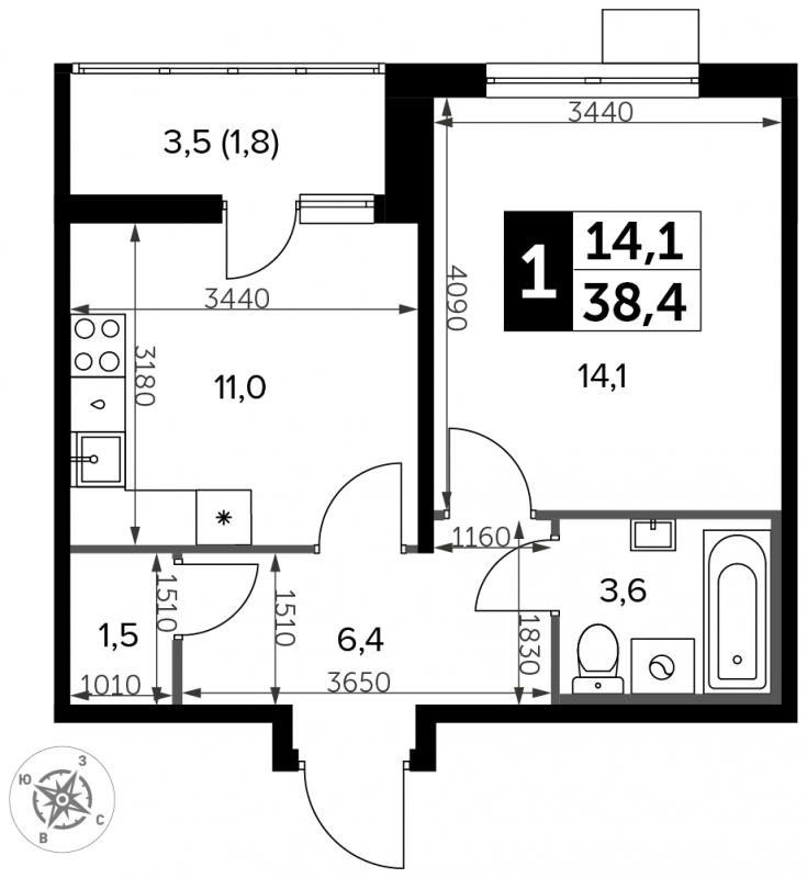 2-комнатная квартира с отделкой в ЖК Черная Речка на 10 этаже в 2 секции. Сдача в 4 кв. 2023 г.