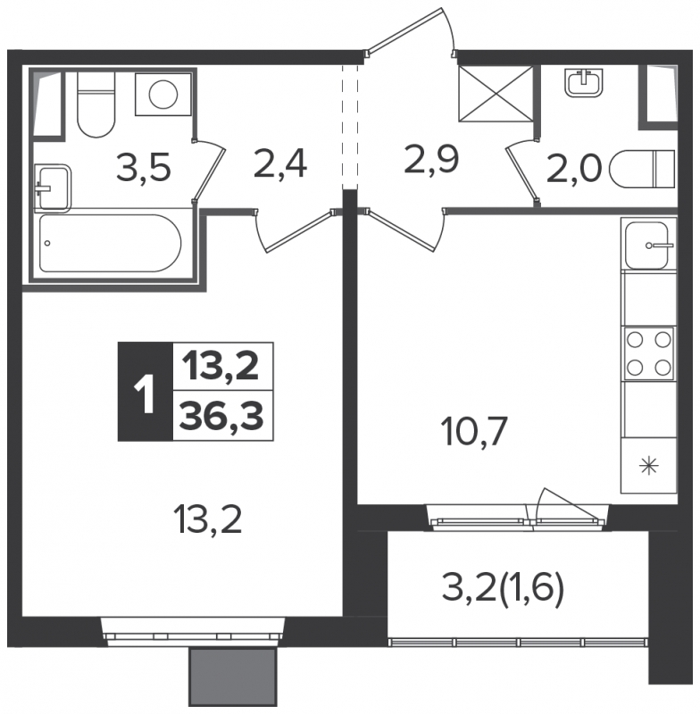 2-комнатная квартира в ЖК Настроение на 2 этаже в 2 секции. Сдача в 3 кв. 2021 г.
