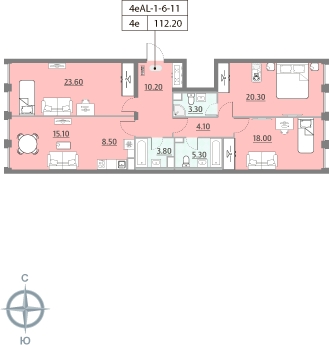 1-комнатная квартира (Студия) в ЖК Квартал Тетрис на 17 этаже в 1 секции. Сдача в 2 кв. 2025 г.