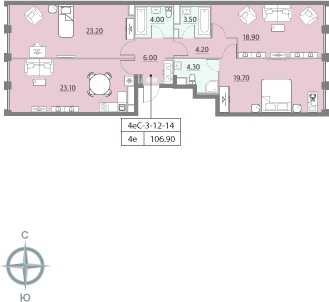 1-комнатная квартира в ЖК Квартал Тетрис на 21 этаже в 1 секции. Сдача в 2 кв. 2025 г.