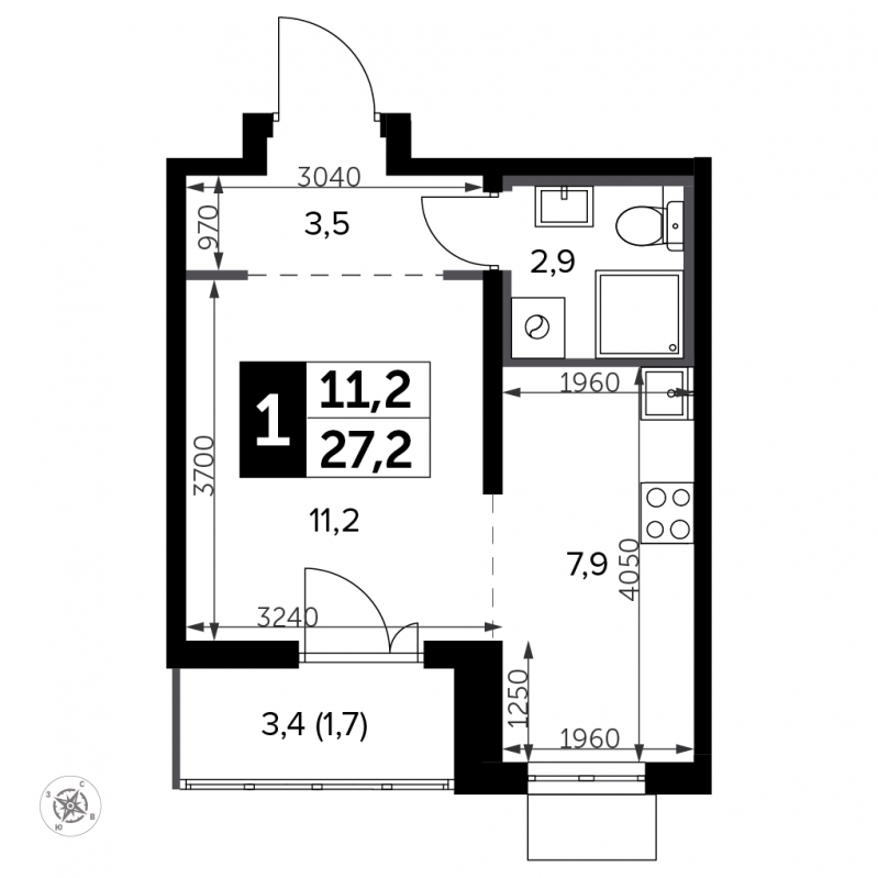 3-комнатная квартира в ЖК Южная Битца на 18 этаже в 8 секции. Сдача в 4 кв. 2021 г.