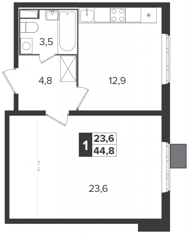 3-комнатная квартира с отделкой в ЖК Лефорт на 4 этаже в 1 секции. Сдача в 4 кв. 2020 г.