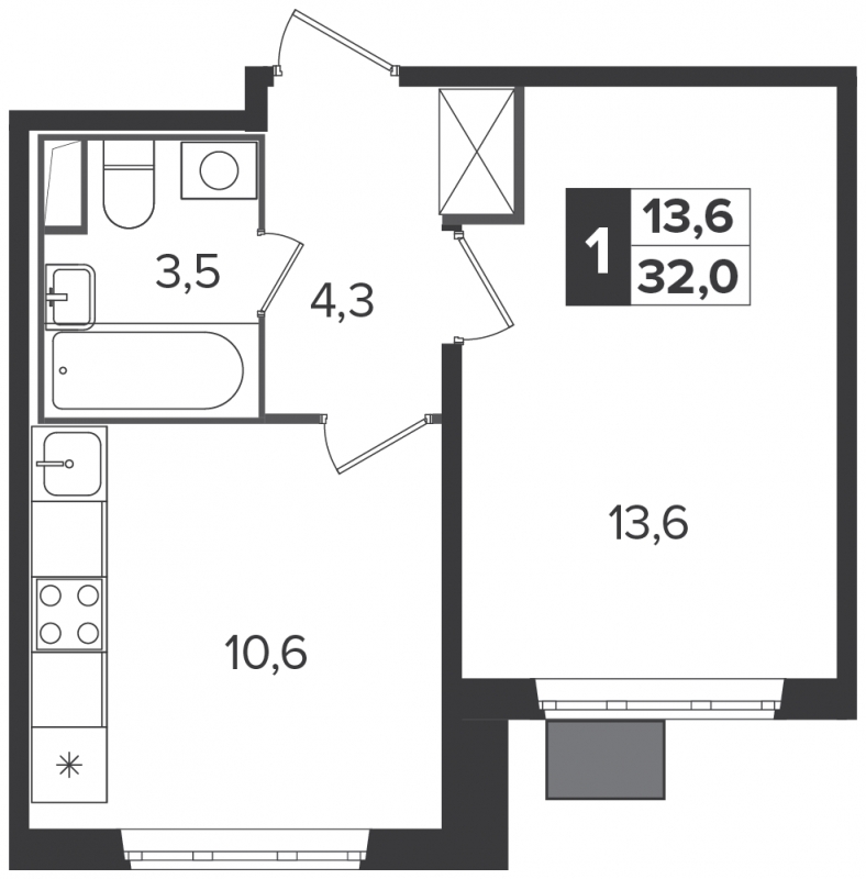 1-комнатная квартира (Студия) с отделкой в ЖК Южная Битца на 18 этаже в 4 секции. Сдача в 4 кв. 2021 г.