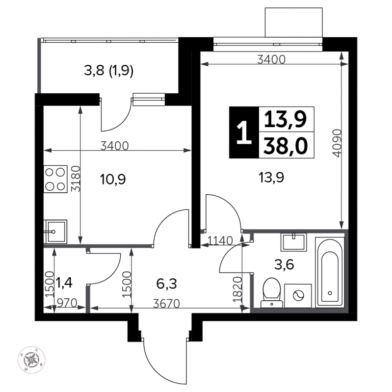 3-комнатная квартира с отделкой в ЖК Черная Речка на 8 этаже в 5 секции. Сдача в 1 кв. 2022 г.