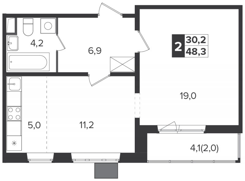 1-комнатная квартира в ЖК Отрадный на 24 этаже в 1 секции. Сдача в 1 кв. 2024 г.
