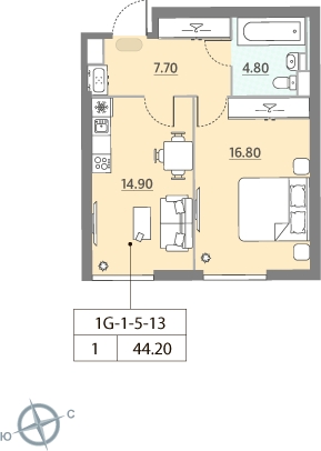 3-комнатная квартира в ЖК Квартал Тетрис на 6 этаже в 1 секции. Сдача в 2 кв. 2025 г.
