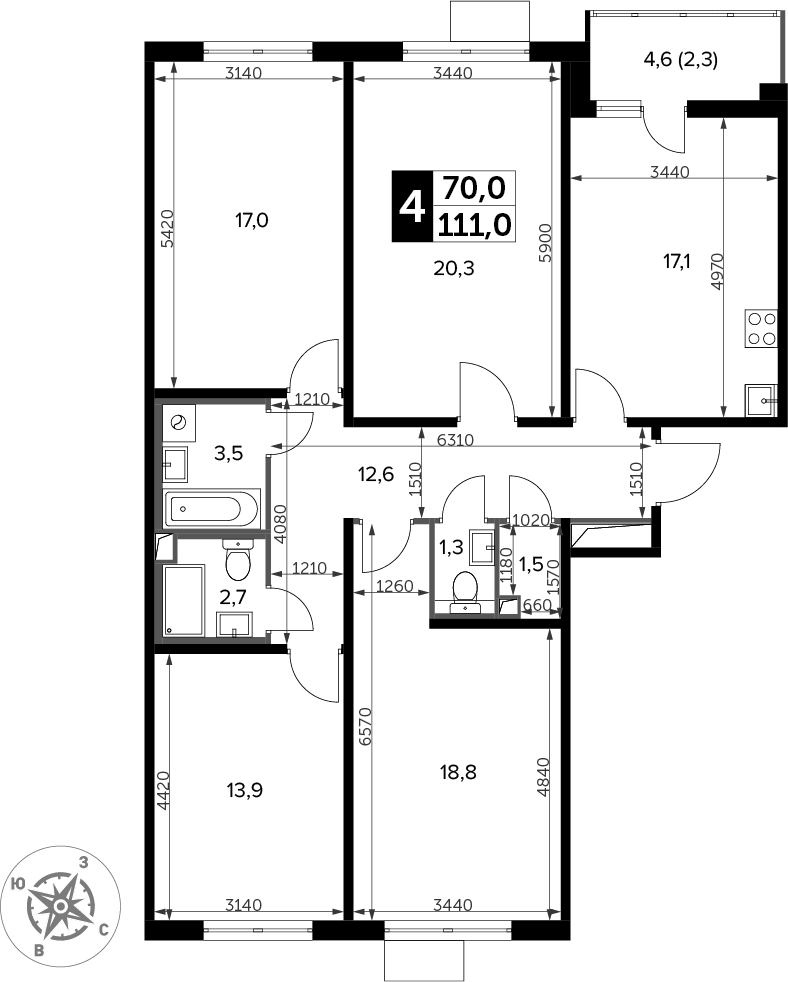 1-комнатная квартира с отделкой в ЖК Южная Битца на 18 этаже в 5 секции. Сдача в 3 кв. 2023 г.