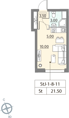 1-комнатная квартира в ЖК Квартал Тетрис на 27 этаже в 1 секции. Сдача в 2 кв. 2025 г.