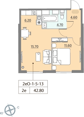 2-комнатная квартира с отделкой в ЖК ЗИЛАРТ на 18 этаже в 1 секции. Сдача в 2 кв. 2022 г.