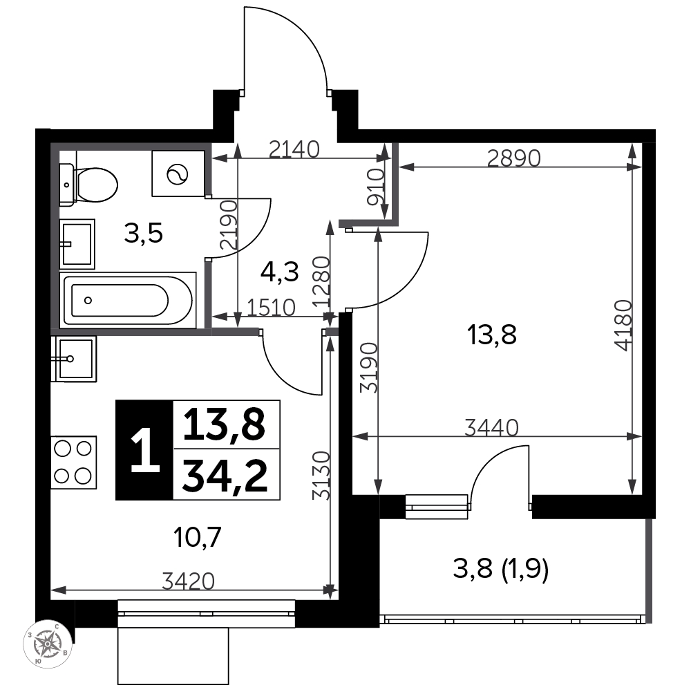 3-комнатная квартира с отделкой в ЖК Южная Битца на 11 этаже в 5 секции. Сдача в 2 кв. 2021 г.