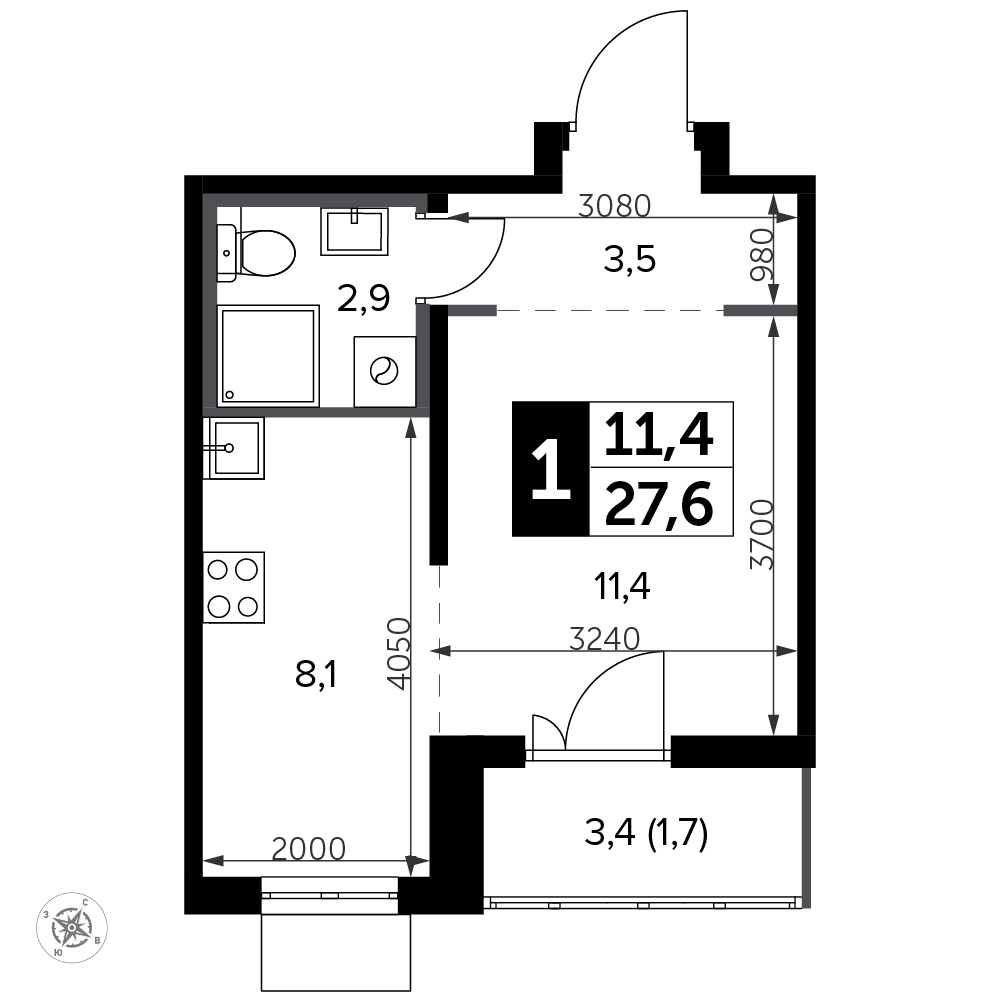 2-комнатная квартира в ЖК Южная Битца на 20 этаже в 13 секции. Сдача в 2 кв. 2021 г.