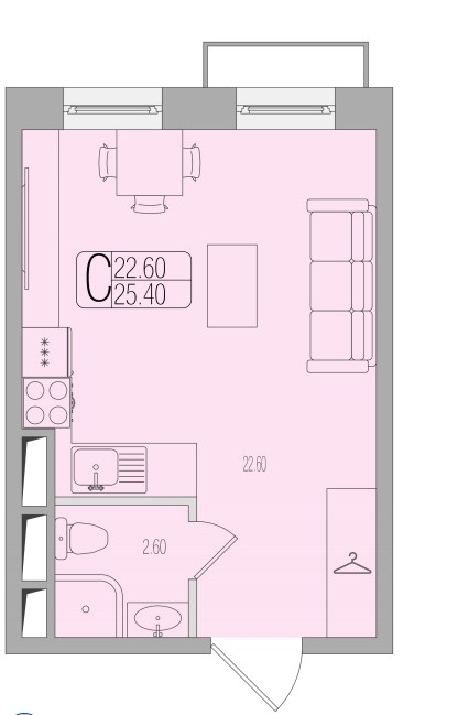 2-комнатная квартира в ЖК Маяк на 9 этаже в 1 секции. Сдача в 2 кв. 2017 г.