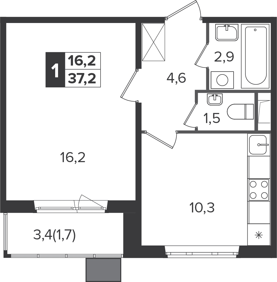 2-комнатная квартира в ЖК Петровский Квартал на 2 этаже в 2 секции. Дом сдан.
