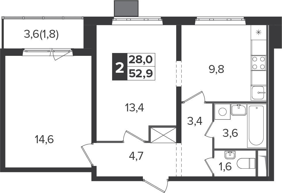3-комнатная квартира в ЖК Южная Битца на 8 этаже в 1 секции. Сдача в 4 кв. 2021 г.
