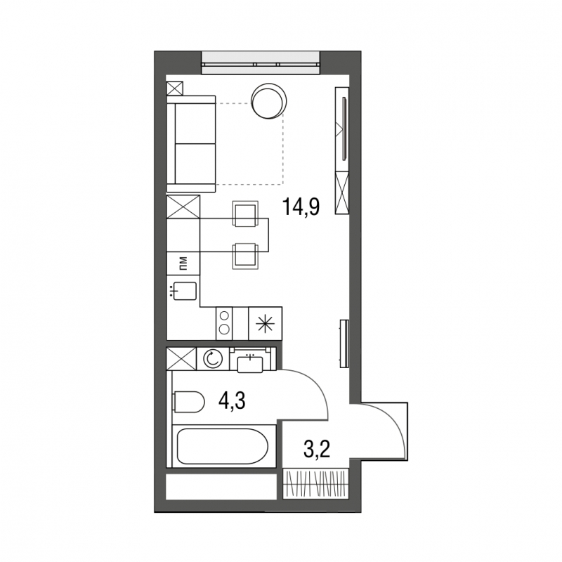 1-комнатная квартира в ЖК Южная Битца на 12 этаже в 3 секции. Сдача в 2 кв. 2021 г.