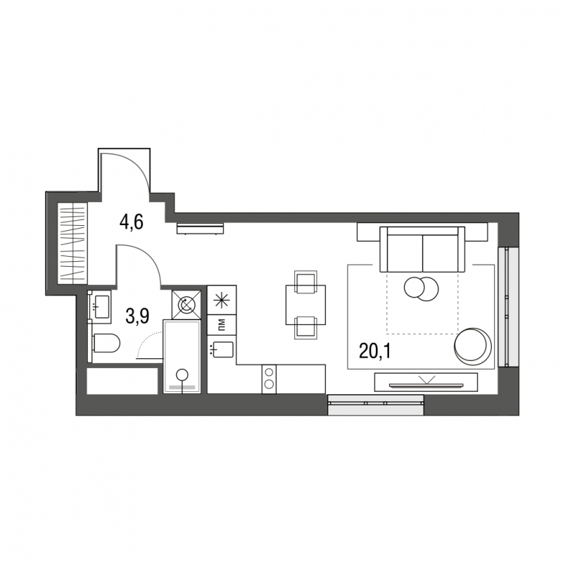 1-комнатная квартира с отделкой в ЖК Южная Битца на 5 этаже в 5 секции. Сдача в 3 кв. 2023 г.
